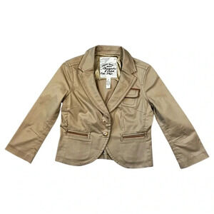 Abercrombie & Fitch Vintage Tan 3/4 Sleeve Brown Stitching Blazer Size Small
